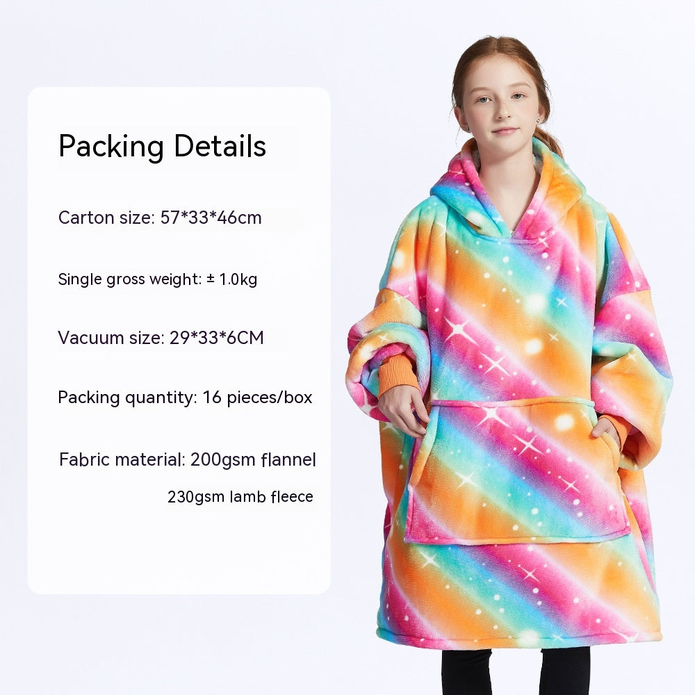 European And American Style Flannel Hooded Lazy Blanket Children Plus Size Cashmere Hoodie