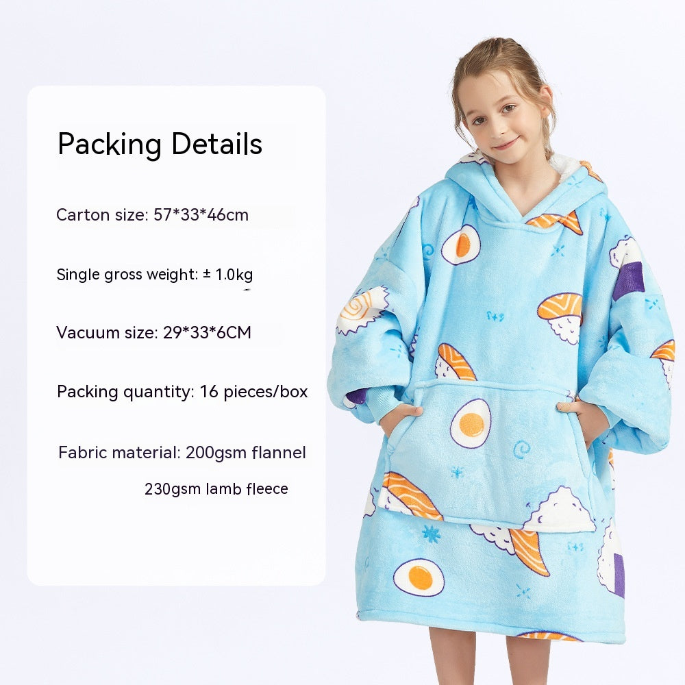 European And American Style Flannel Hooded Lazy Blanket Children Plus Size Cashmere Hoodie