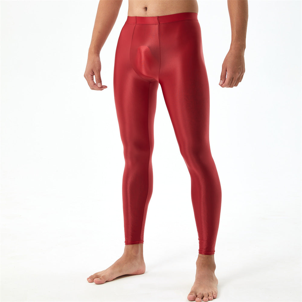 Plus Size Shiny Silky Bodybuilding Ankle-length Pants