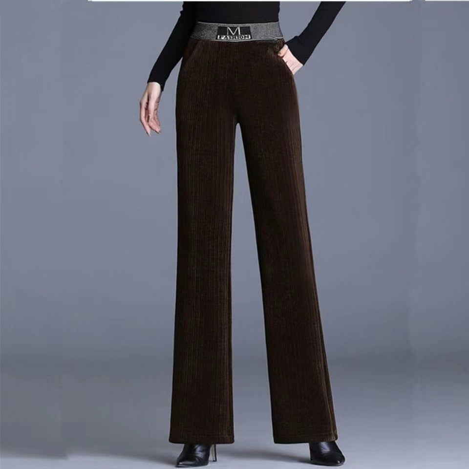 Corduroy Wide-leg Pants Padded Corduroy High Waist