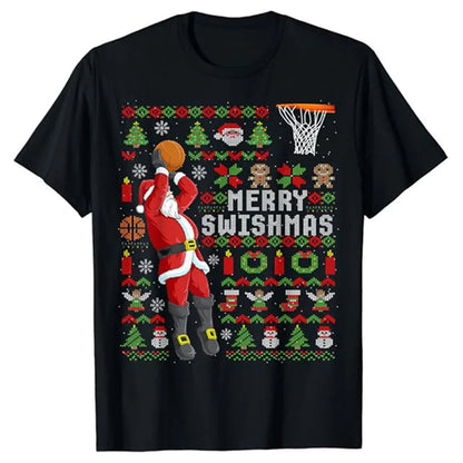 European And American Santa Claus Digital Printing Casual Round Neck T-shirt