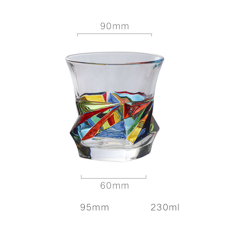 European Style New Enamel Whisky Glass With Colorful Woven Pattern