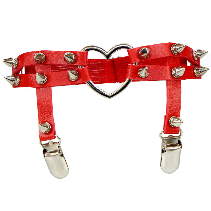 Harajuku Punk Love Heart-shaped Leather Handmade Rivet Punk Hip Hop Leg Ring Ankle Ring Garter