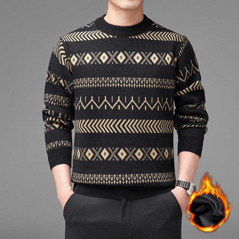 Round Neck Striped Sweater For Men