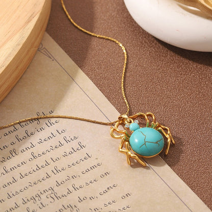 Vintage Turquoise Spider Necklace For Women