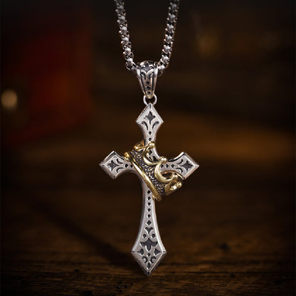 Cross Necklace Men's Vintage Thai Silver Pendant