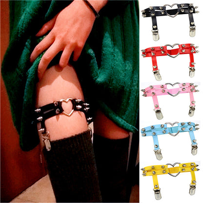 Harajuku Punk Love Heart-shaped Leather Handmade Rivet Punk Hip Hop Leg Ring Ankle Ring Garter