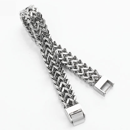 Stainless Steel Double Row Front And Back Bracelet