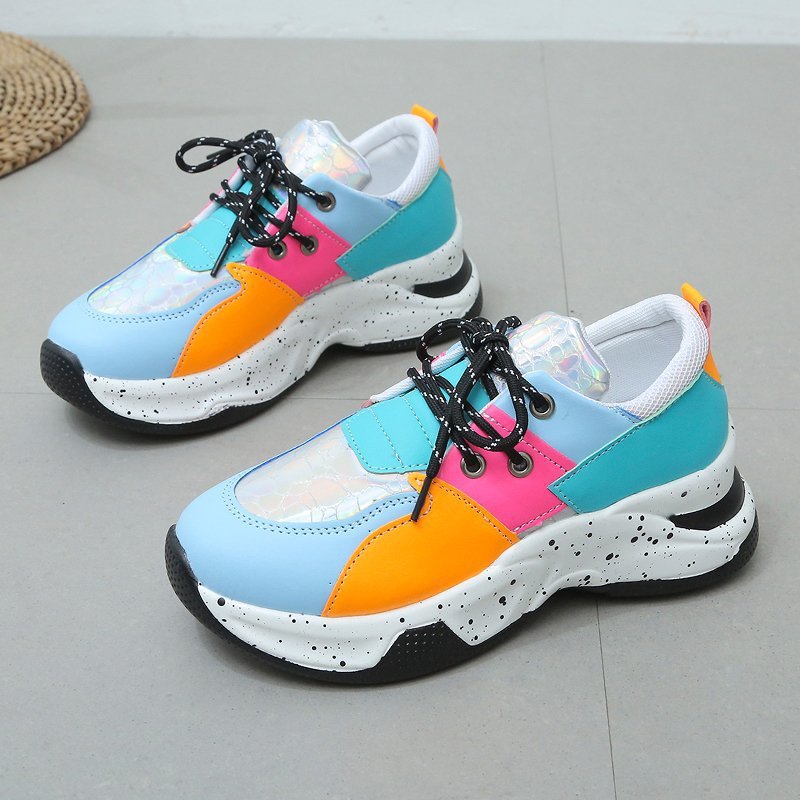 Leopard Print Sneakers Women Lace Up Walking Running Sports Shoes