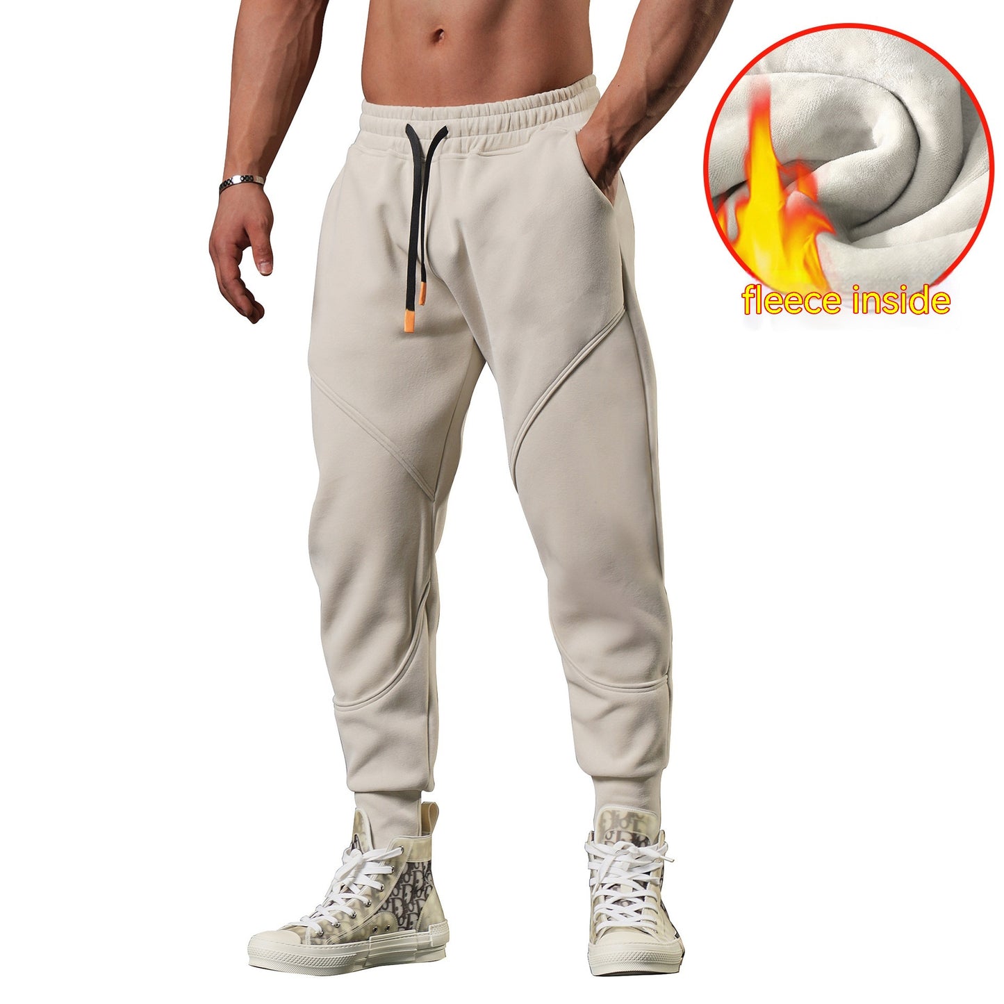 Warm Leisure Outdoor Track Sweatpants Men's Loose Tappered