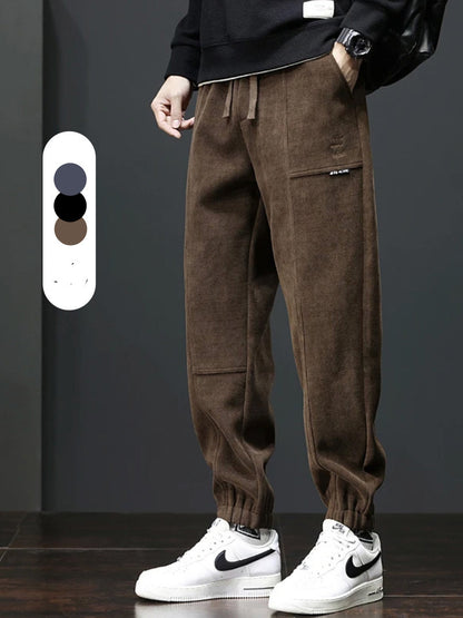 Velvet Padded Casual Pants Winter Ankle-tied Commuter Trousers