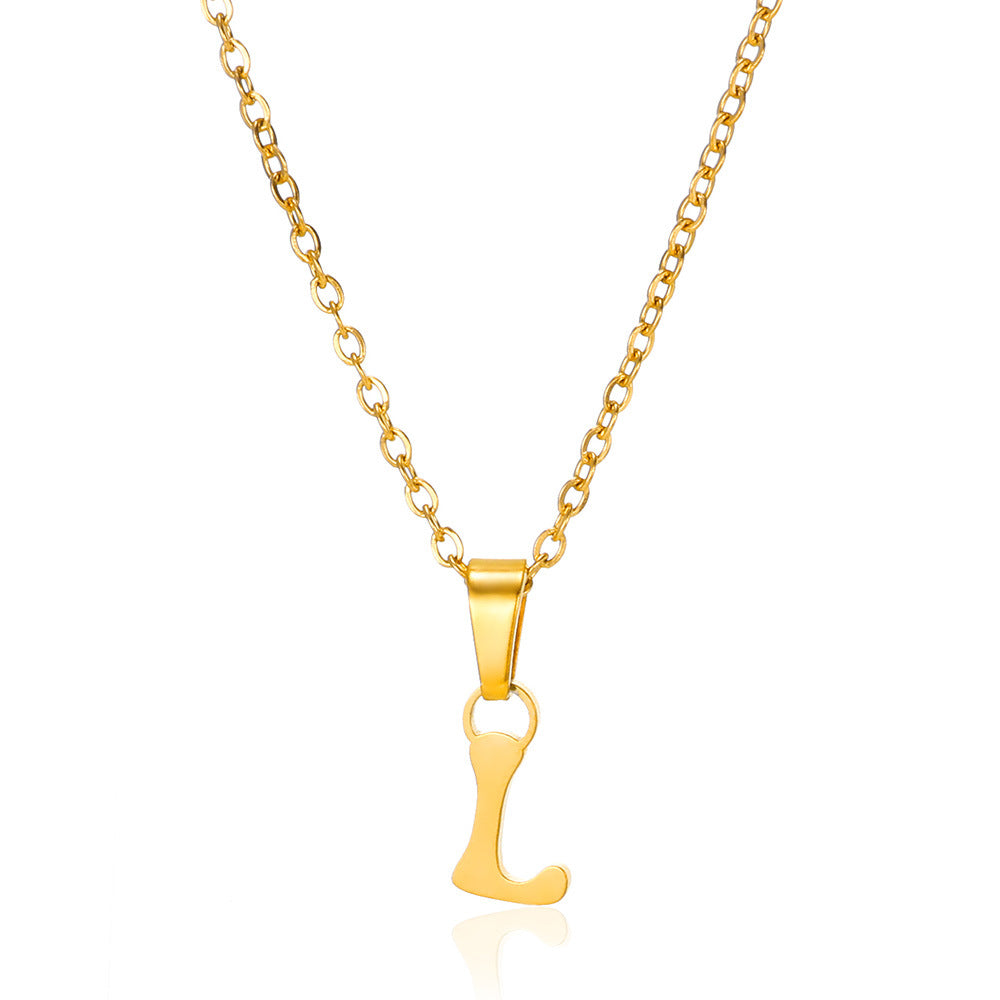 Simple 18K Gold Plating Stainless Steel Small Letter Necklace For Women