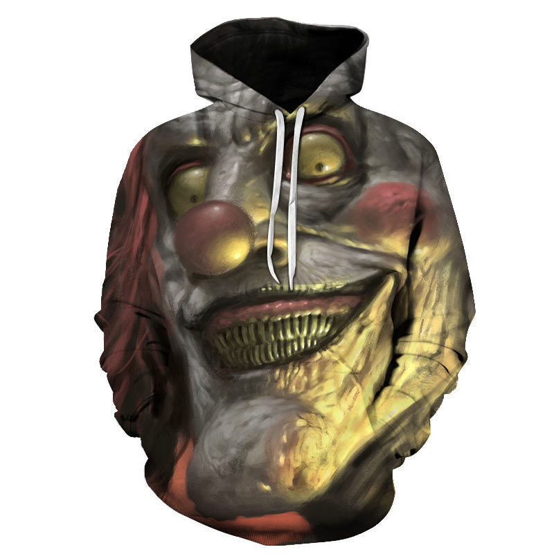 Hoodies Evil Clown Digital Printing Loose Hooded Casual Sweatshirt