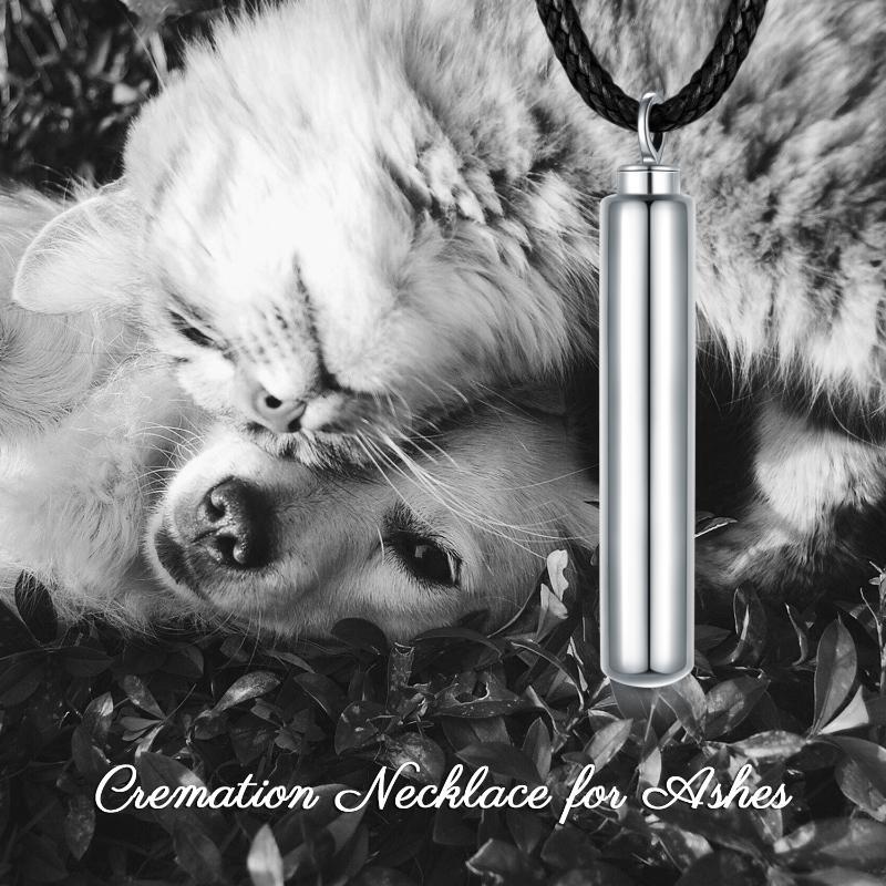 Cylinder Cremation Necklace Sterling Silver Urn Jewelry Dog Human Hair Memorial Pendant