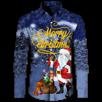 European And American Long Sleeve Shirt Christmas Series 3D Digital Printing