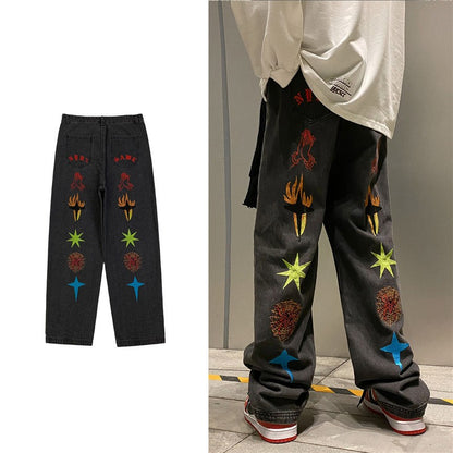 Embroidered American Retro Jeans