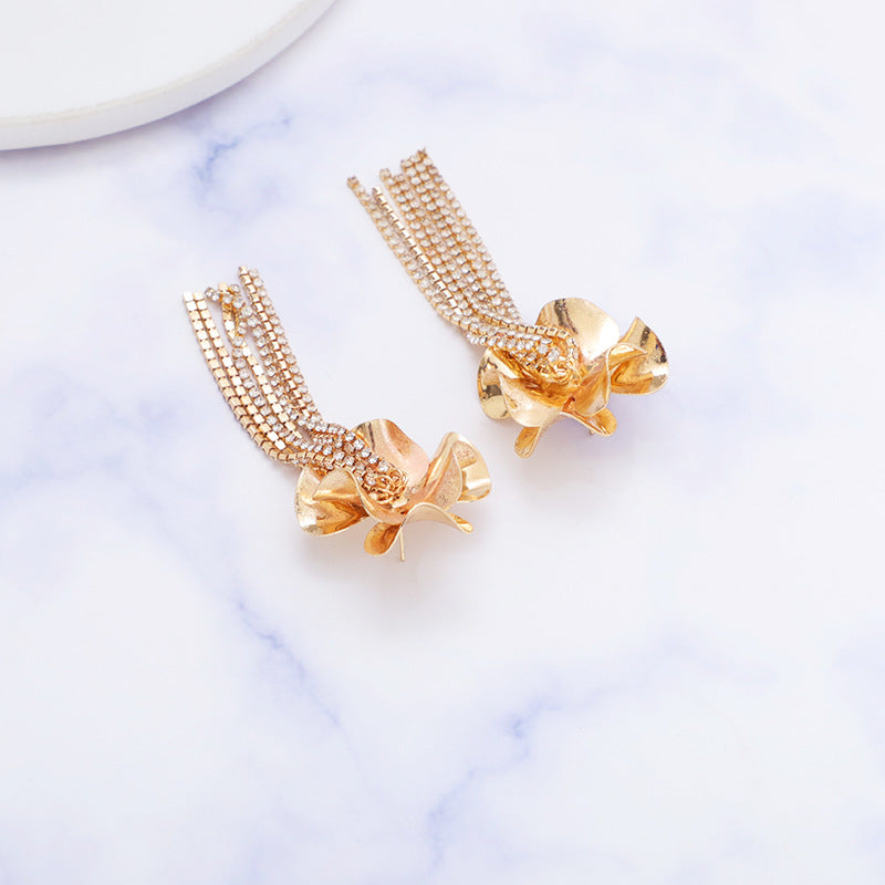 Ins Style Tassel Small Flower Online Influencer Refined Pastoral Style Earrings