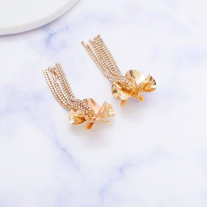 Ins Style Tassel Small Flower Online Influencer Refined Pastoral Style Earrings