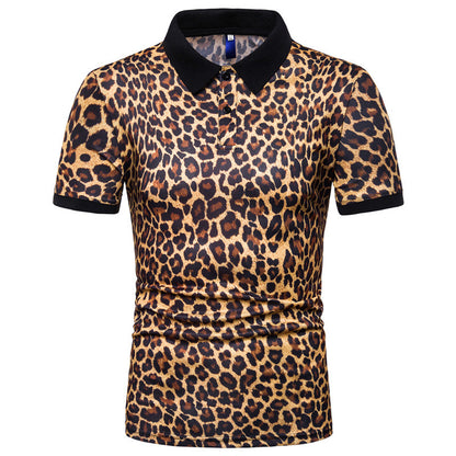 Leopard Print T-shirt Men's Short Sleeve