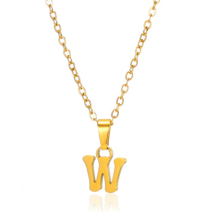 Simple 18K Gold Plating Stainless Steel Small Letter Necklace For Women