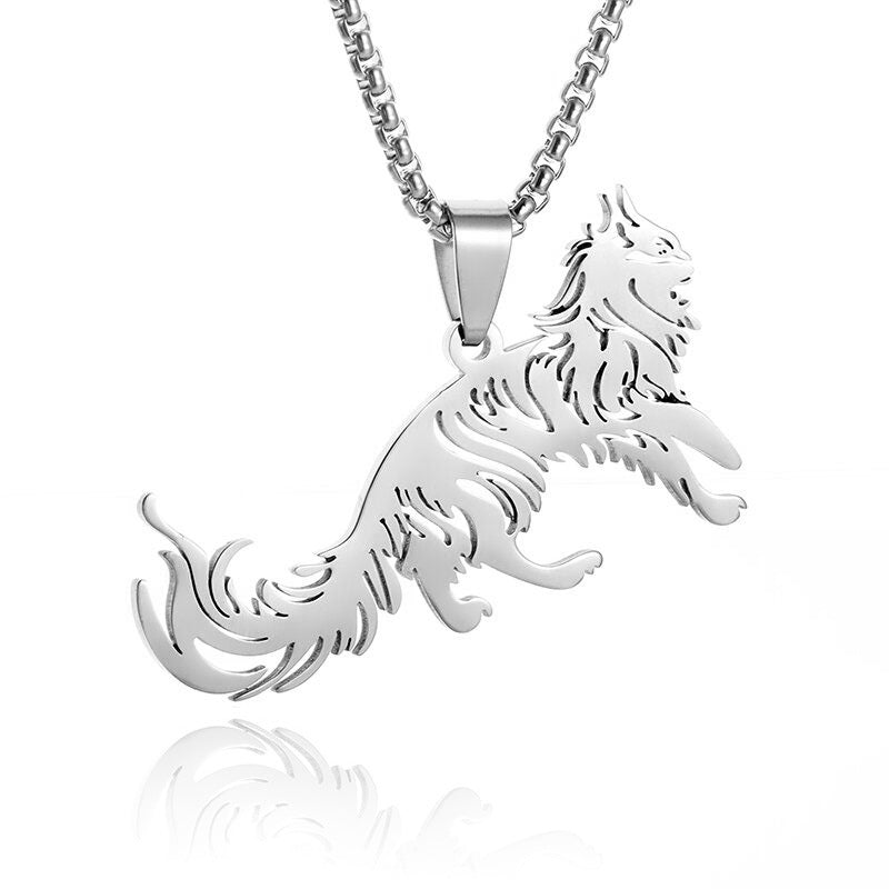 Stainless Steel Hip Hop Animal Cat Pendant Necklace