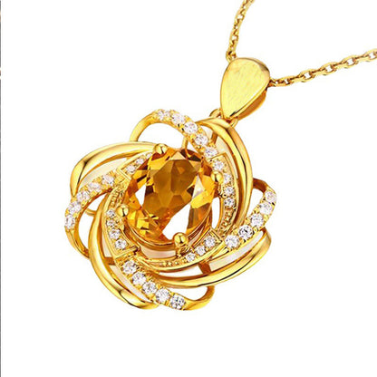 Women's Fashion Flower Sapphire Necklace