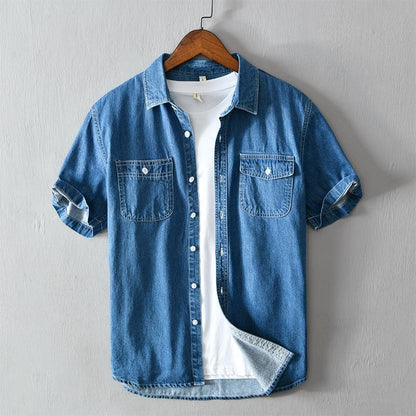 Summer Cotton Denim Shirt Coat For Men