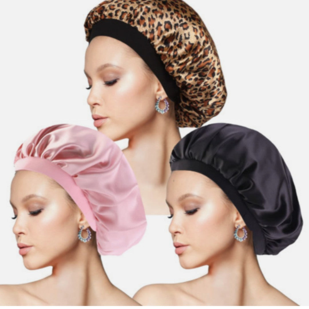 Printed Satin Elastic Wide Edge Nightcap