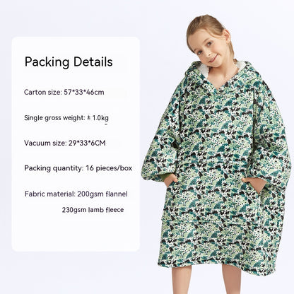 European And American Style Flannel Hooded Lazy Blanket Children Plus Size Cashmere Hoodie