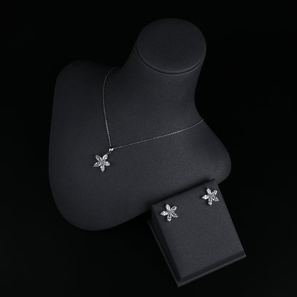 Simple Temperament Entry Lux Petty Cash Flower Earrings And Necklace Set