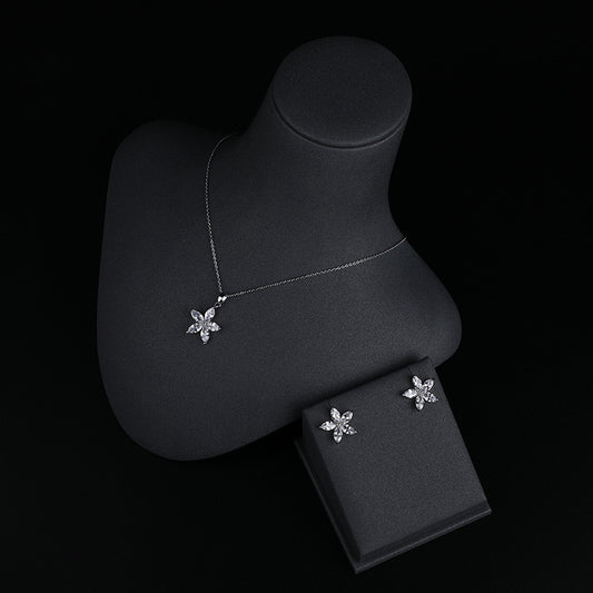 Simple Temperament Entry Lux Petty Cash Flower Earrings And Necklace Set