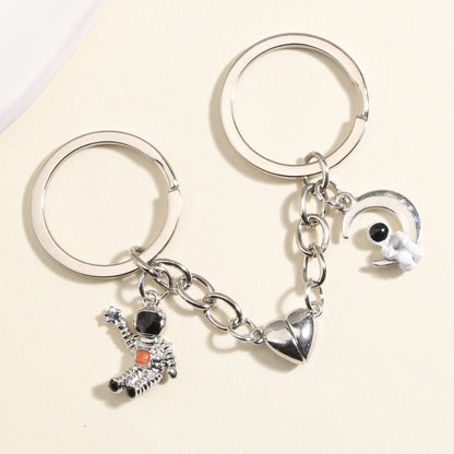 New Spaceman Magnetic Love Couple Girlfriends Keychain