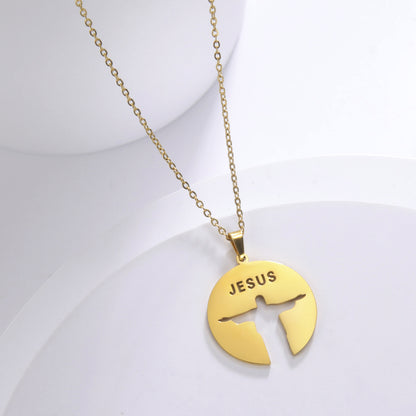 Personalized Silhouette Hollow Text JESUS Pendant