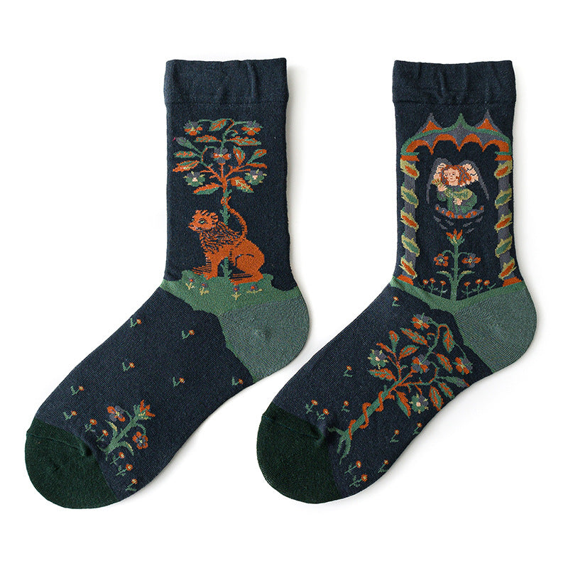 Colorful Creative Graffiti Portrait Personalized Mid-calf Length Socks