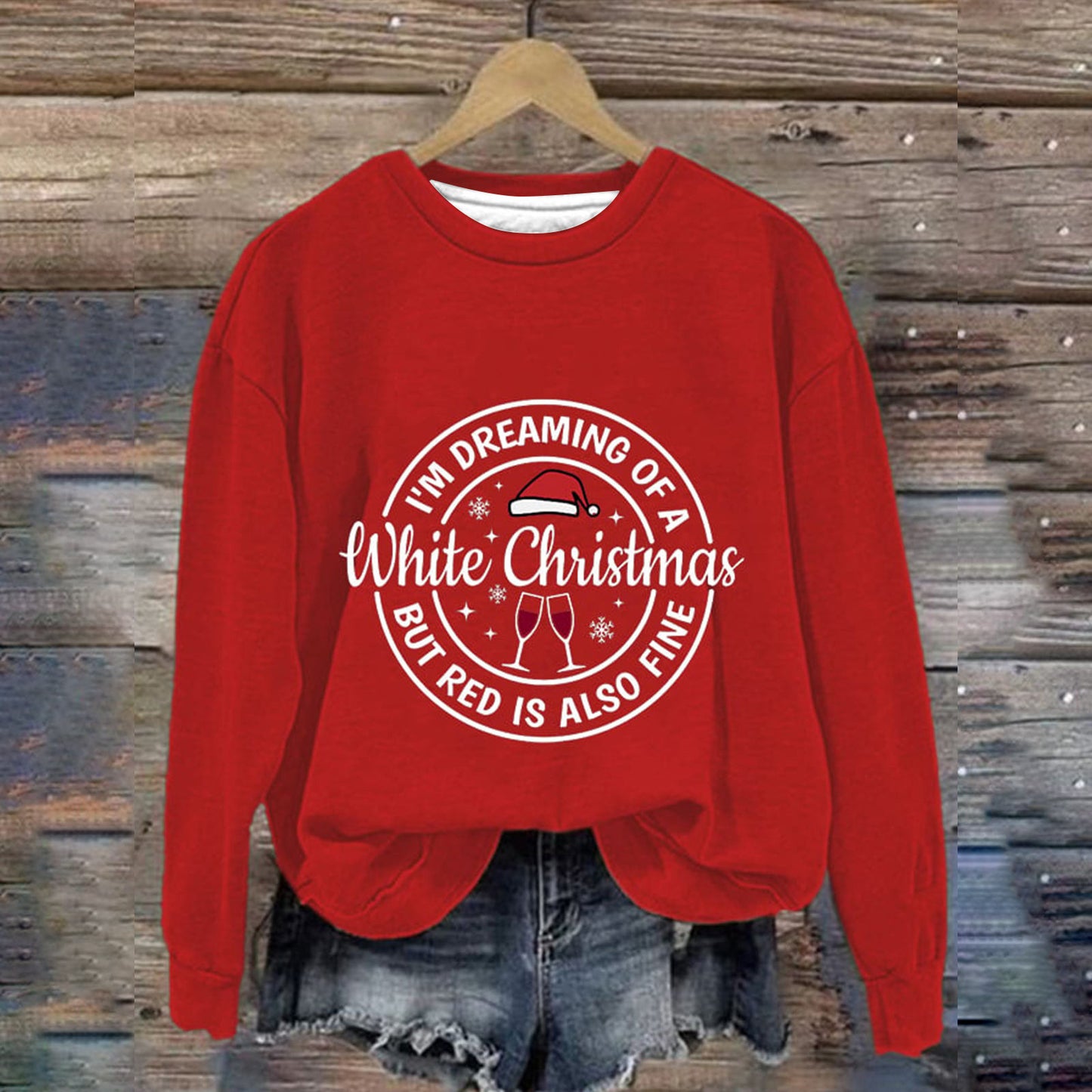 Autumn Winter New Pullover Digital Printing Women's Christmas Street Trend Round Neck Top