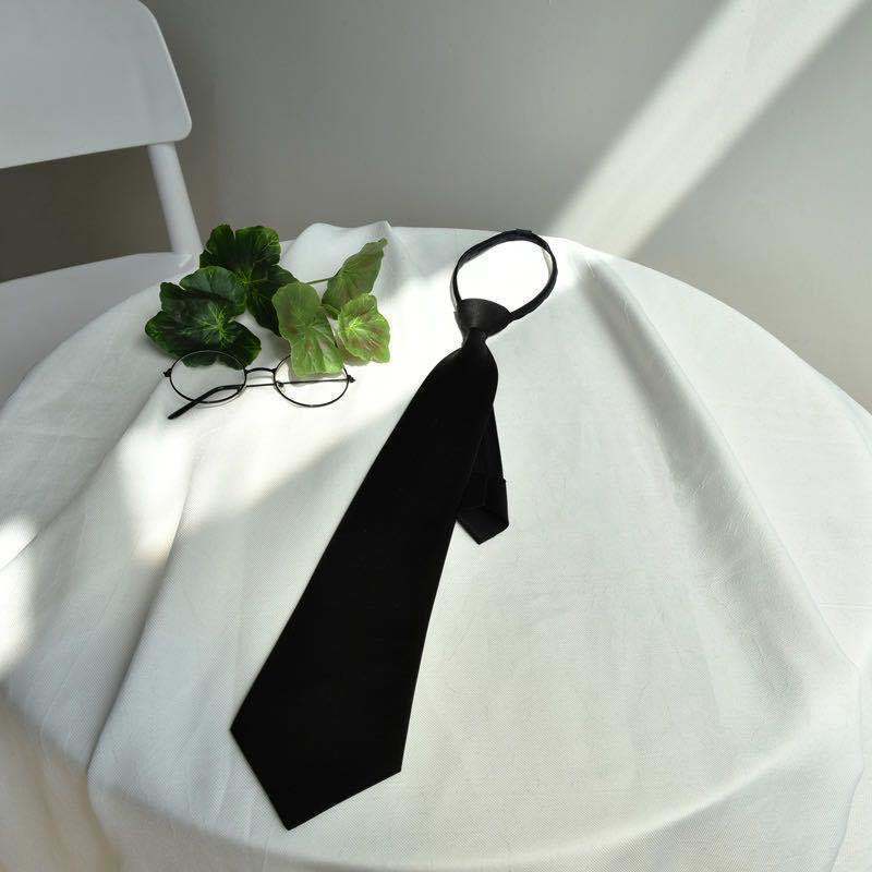 Men's And Women's Korean Version Black Tie Without Tie