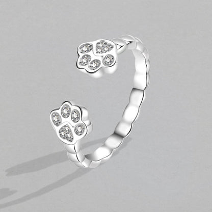 Open-end Cat Cute Animal Footprints Ring