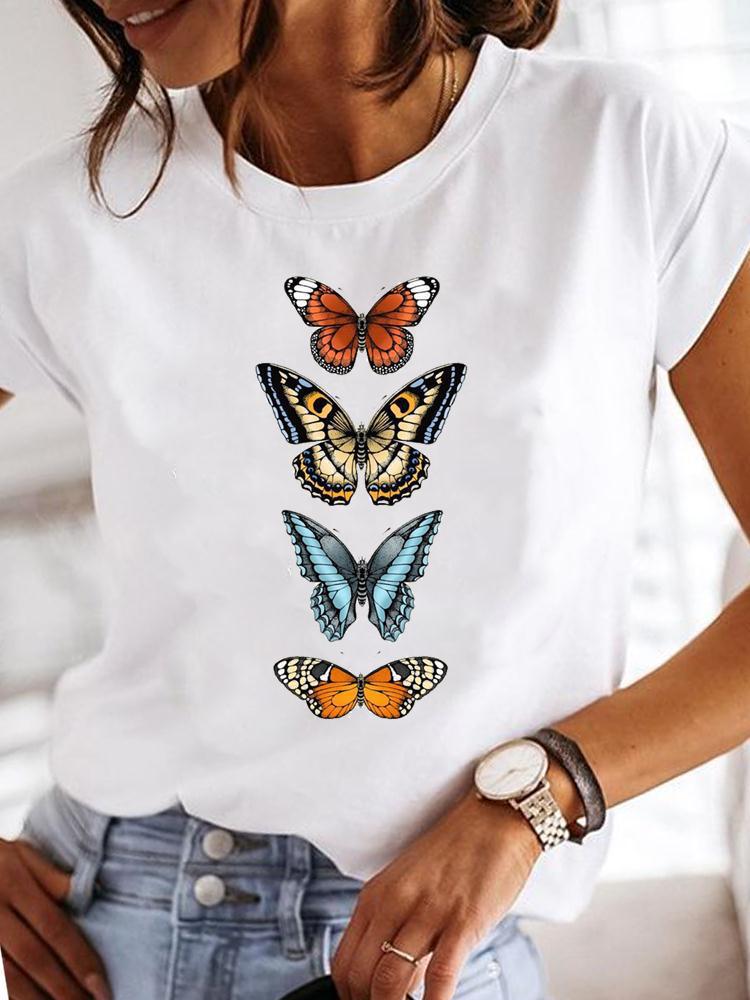 Crew Neck Casual Printed T-shirt For Women