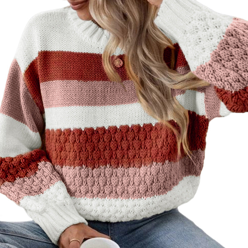 Striped Texture Pullover Women's Autumn