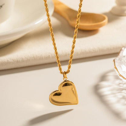 Simple Love Pendant Hemp Flowers Chain Necklace Titanium Steel Colorfast Gold Pendant Necklace