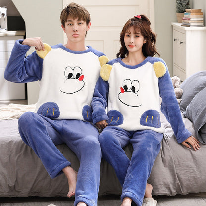 Female Spring, Autumn, Winter Coral Plush Couple Nightwear