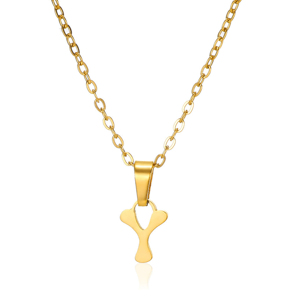 Simple 18K Gold Plating Stainless Steel Small Letter Necklace For Women