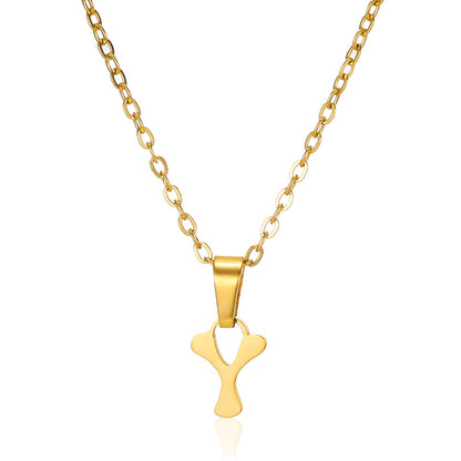 Simple 18K Gold Plating Stainless Steel Small Letter Necklace For Women