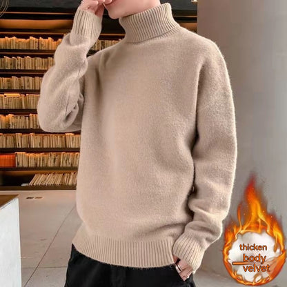 Turtleneck Sweater For Men Loose Velvet Thickened