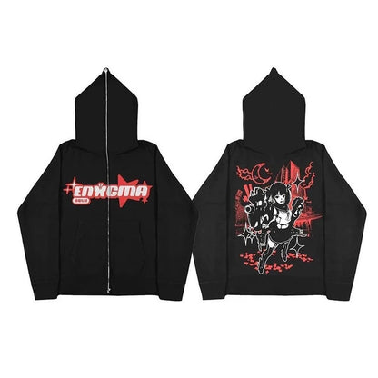 Autumn Long Sleeve Zipper ENXGMA Printed Hoodie