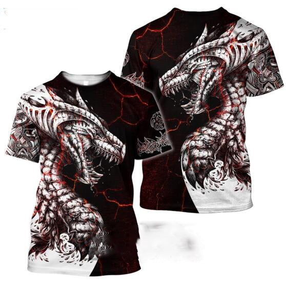 Viking T-shirt 3D Digital Printed Round Neck Short Sleeve