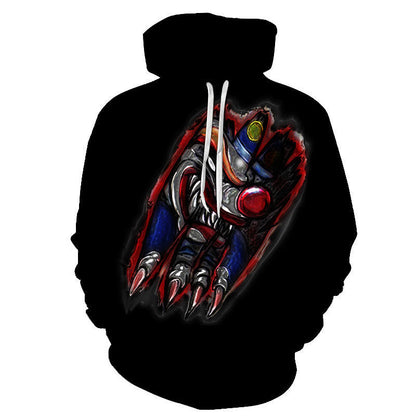 Hoodies Evil Clown Digital Printing Loose Hooded Casual Sweatshirt