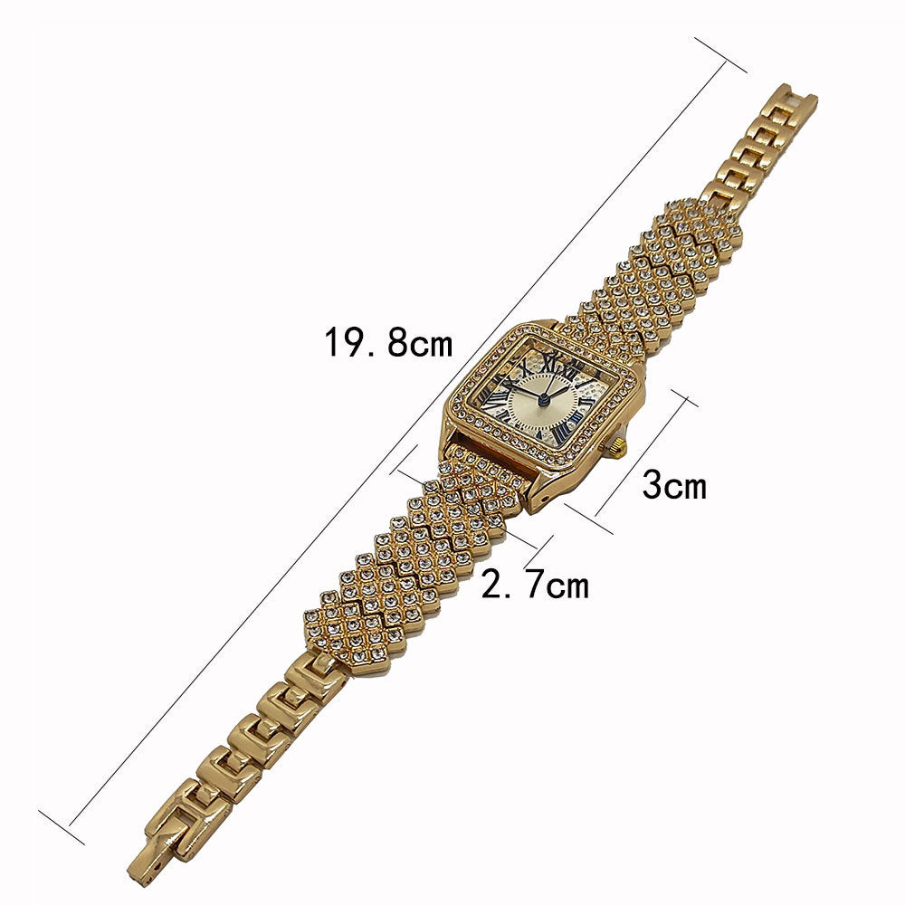 Bracelet Set Square Full Sky Star Full Diamond Women's Watch