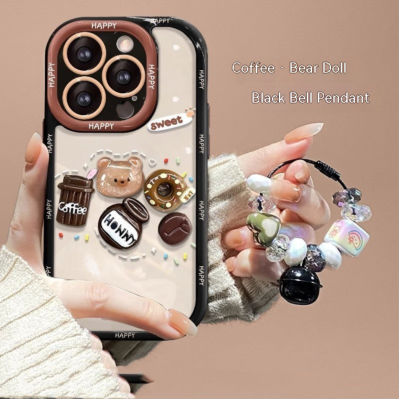 Coffee Bear Three-dimensional Doll Pendant Drop-resistant Phone Case