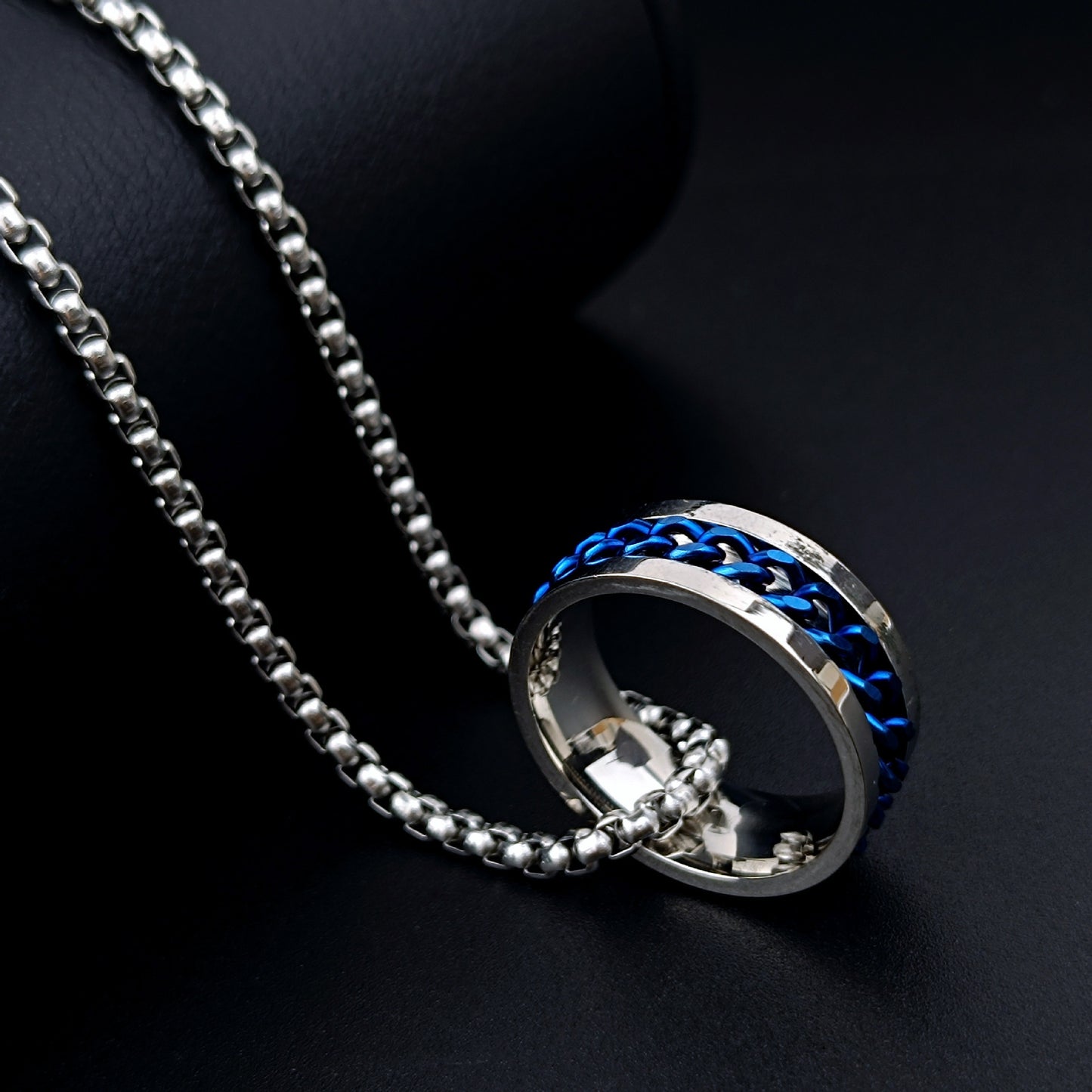 Lucky Titanium Steel Chain Ring Necklace